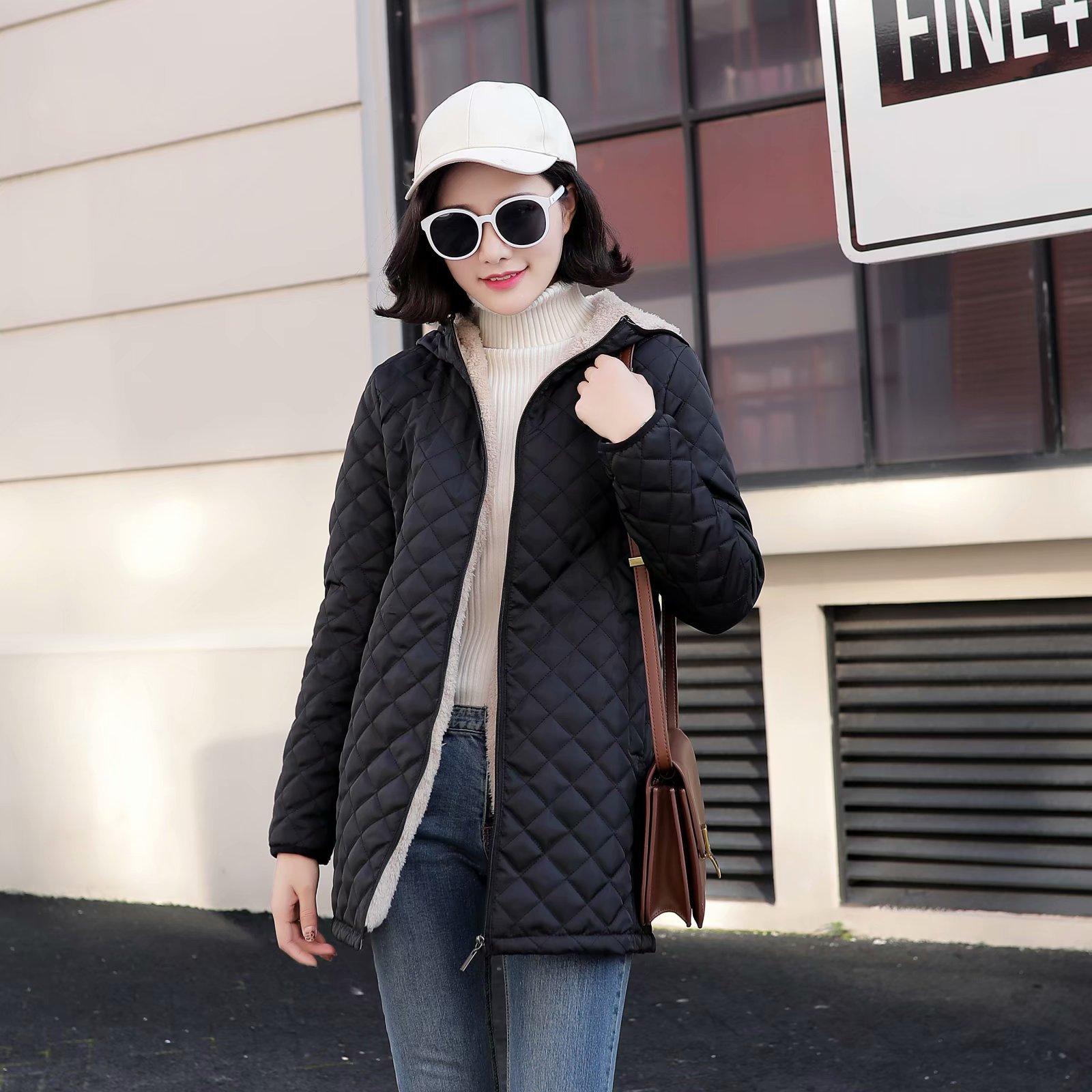 

Женская куртка зимняя с капюшоном повседневная хлопковая куртка зимнее пальто женское XL чёрный