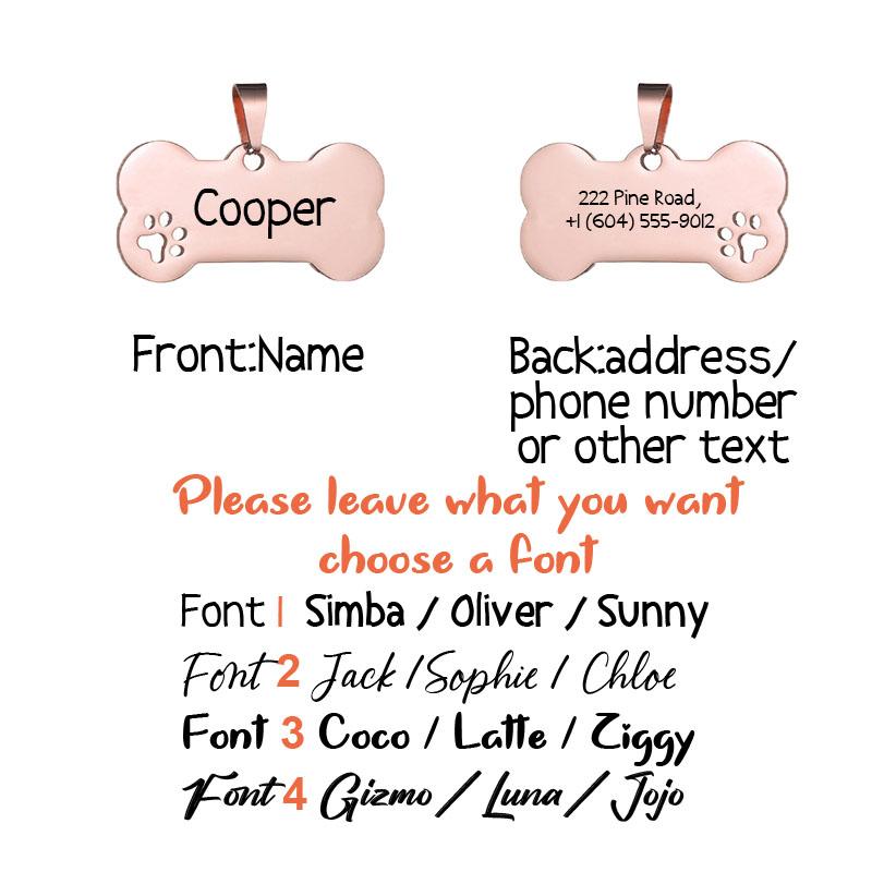 Custom Pet ID Tag Free Engraved Keychain for Dog Cat Name Tag Pendant Personalized Bone Paw Pet Accessories
