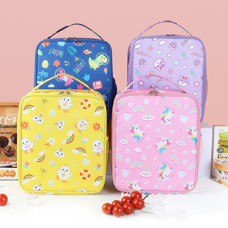 Insulated Cartoon Lunch Bag - Square Design for School and Commuting with Thickened Aluminum Foil.