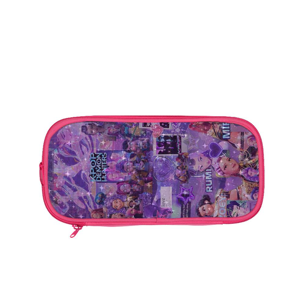Huntrix Kpop student pink double-layer pencil bag Kpop witch hunting girl group student storage stationery bag pencil bag