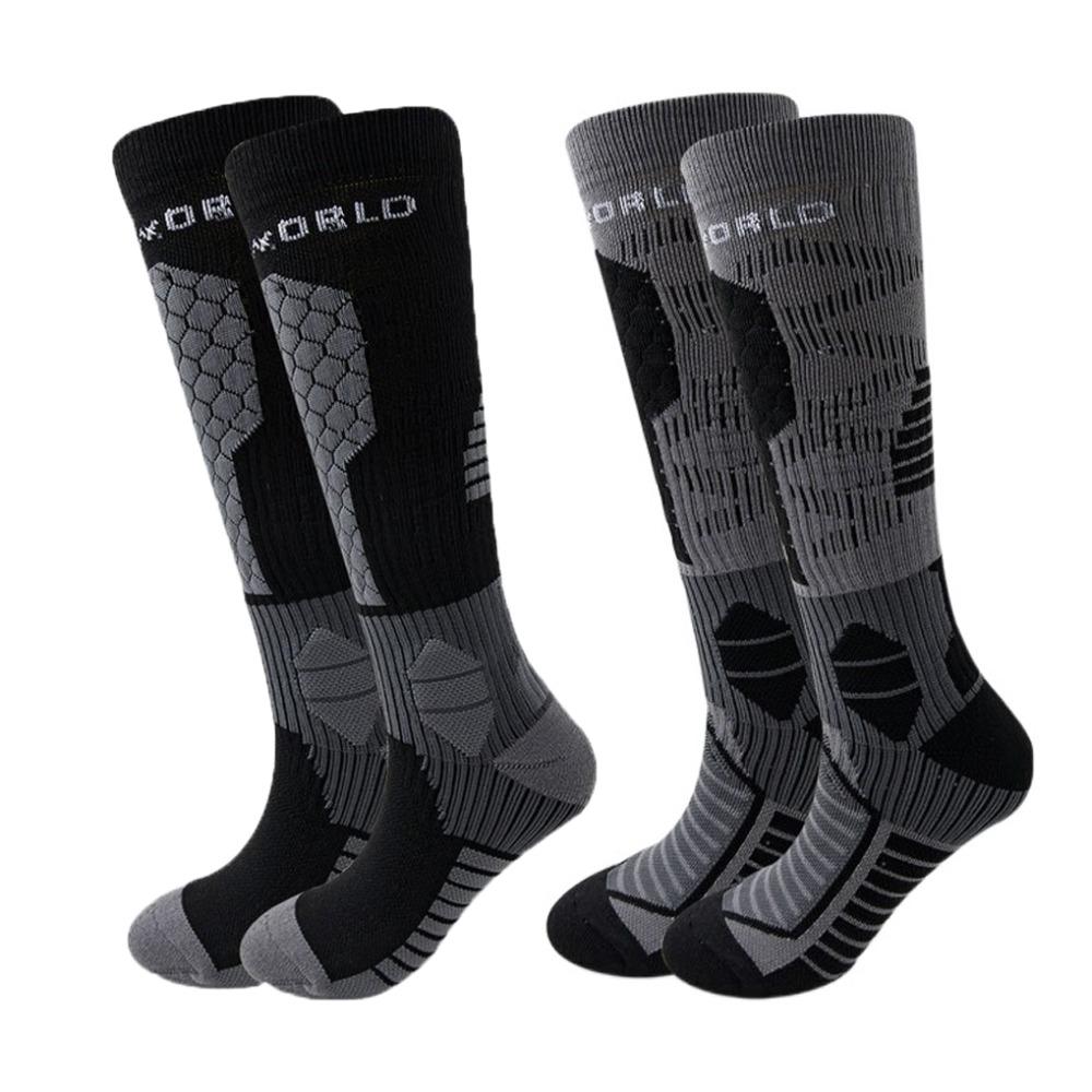 

2 пари Шкарпетки для катання на лижах потовщеного дизайну, теплі шкарпетки для альпінізму, що захищають ноги, спортивні шкарпетки, катання на лижах black and grey