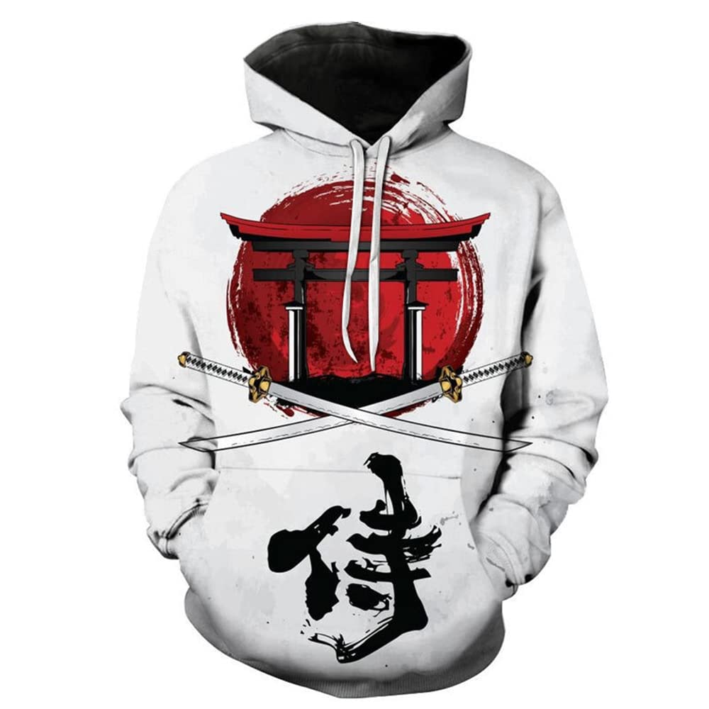 Men's Japanese Samurai Hooded Pullover 3D Printing Hoodie Sweatshirt 2026