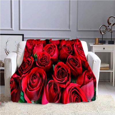 Rose Flower Pattern Blanket Sofa  Blankets for Beds Super Soft Warm Blanket Cover Flannel Throw Blanket Flannel Blanket