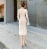 Solid Color Maternity Sweater Dress - Knit Core-Spun Yarn for Autumn/Winter
