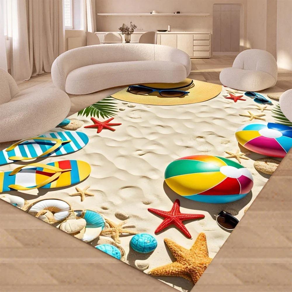 Starfish Beach Shell Sea Star Sand Carpet Rug for Living Room Bedroom Home Sofa Decoration Kids Play Non-slip Floor Mat INS