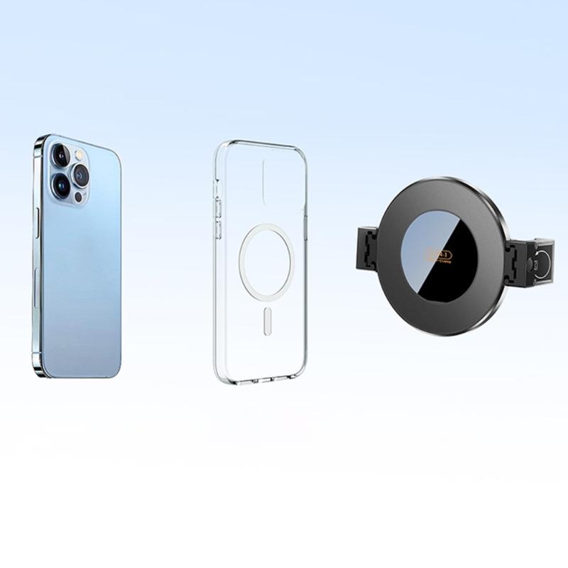2 in 1 Cellphone Clamp with 17mm Ball Head Smartphone Mount Adapter Magnetic Mount Holder Stand Universal Quick Install