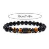 Men's Tiger Eye & Obsidian Copper Bracelet with Zircon Inlay