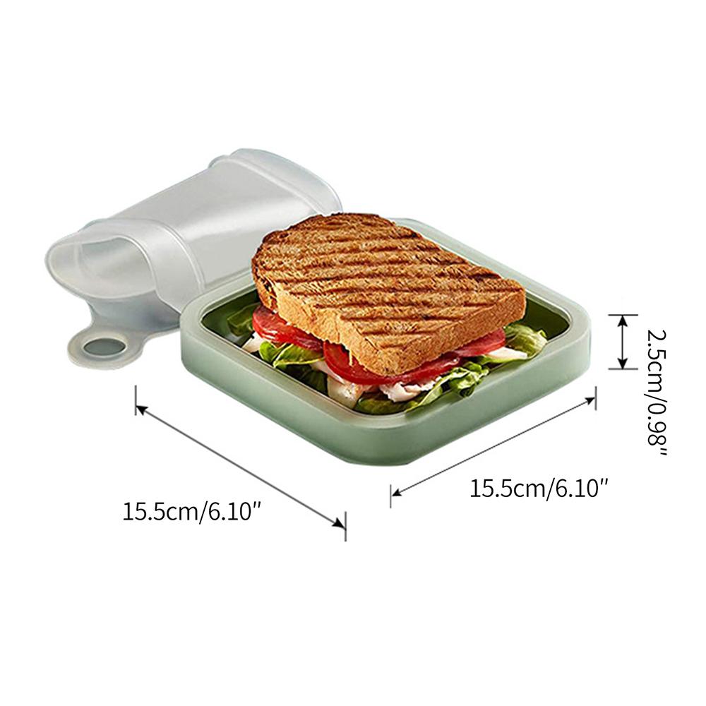 Portable Silicone Sandwich Toast Bento Box With Handle Food Container Snack Box Student Office Worker Lunch Box