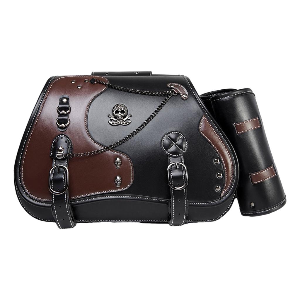 1 Pair Travel Luggage Storage Bag Saddlebag Motorbike Accessories Tool Bag Retro Punk Style Saddlebag PU Side Bag
