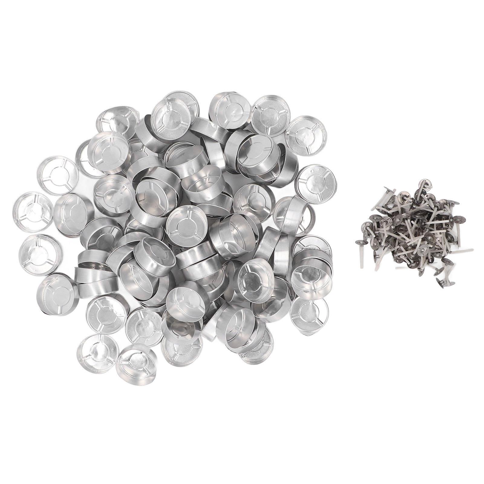 

100 Set Candle Wax Container Aluminum Tea Lights Cup with Candle Wick for Weddings Parties Home Decorations