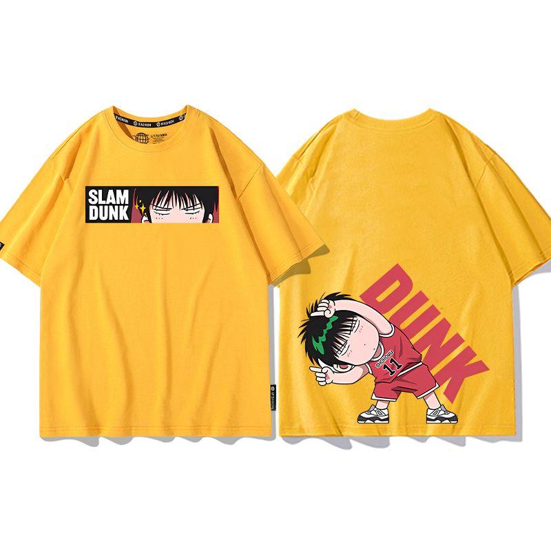 Cool anime Slam Dunk cartoon short-sleeved T-shirt for men summer front and back print loose clothes around Yukawa Kaede