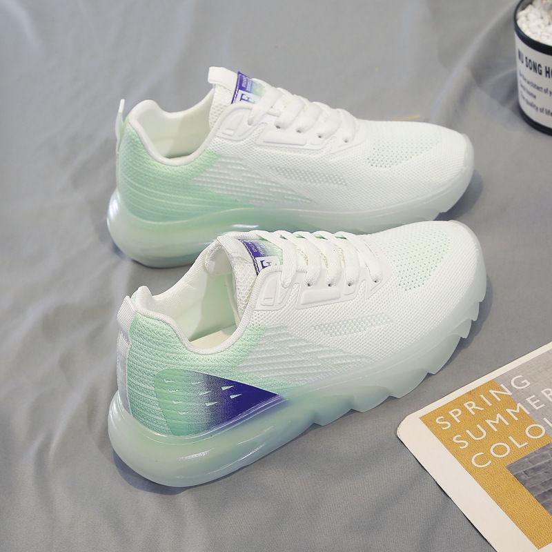 Flying Woven Women's Shoes Casual Women's Shoes Mesh Breathable Sneakers Women's Jelly Sole Student Running Shoes Women