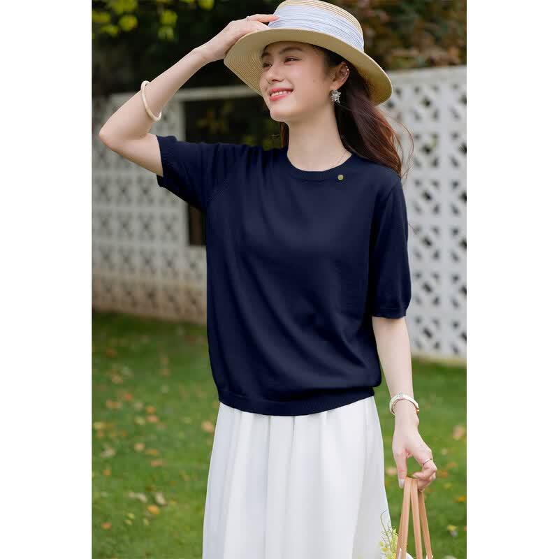 ITISF4 Elegant Stretch Short Sleeve T-Shirt One Size темно-синий
