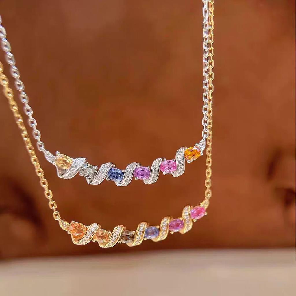 [Smile Rainbow Bridge] Dopamine Rainbow Bridge Smile Necklace Niche Design Delicate Temperament Clavicle Chain