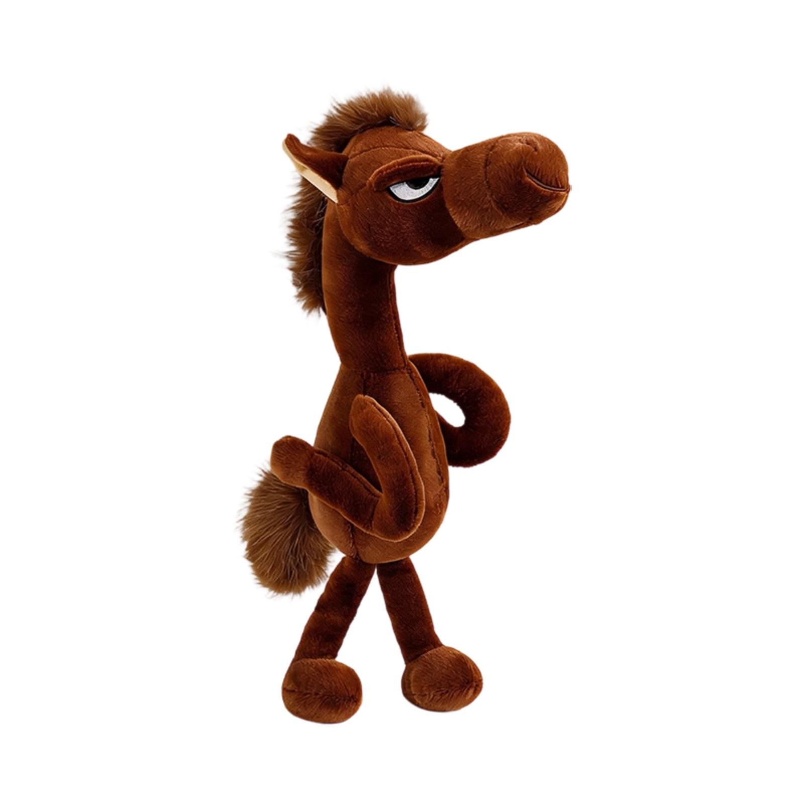 

65cm Plush Horse Toy Standing Figure with Detailed Facial Expression Soft Stuffed Animal Collectible Gift for Home Office Decoration One Size коричневий