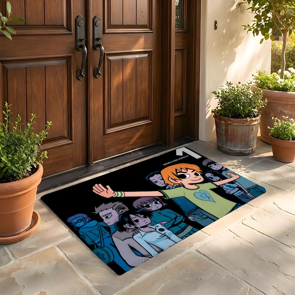 Floor Mat Soft Flannel Rug Non-Slip Absorbent Mat for Bathroom Bedroom Home Decor S-Scott Pilgrim VS the World