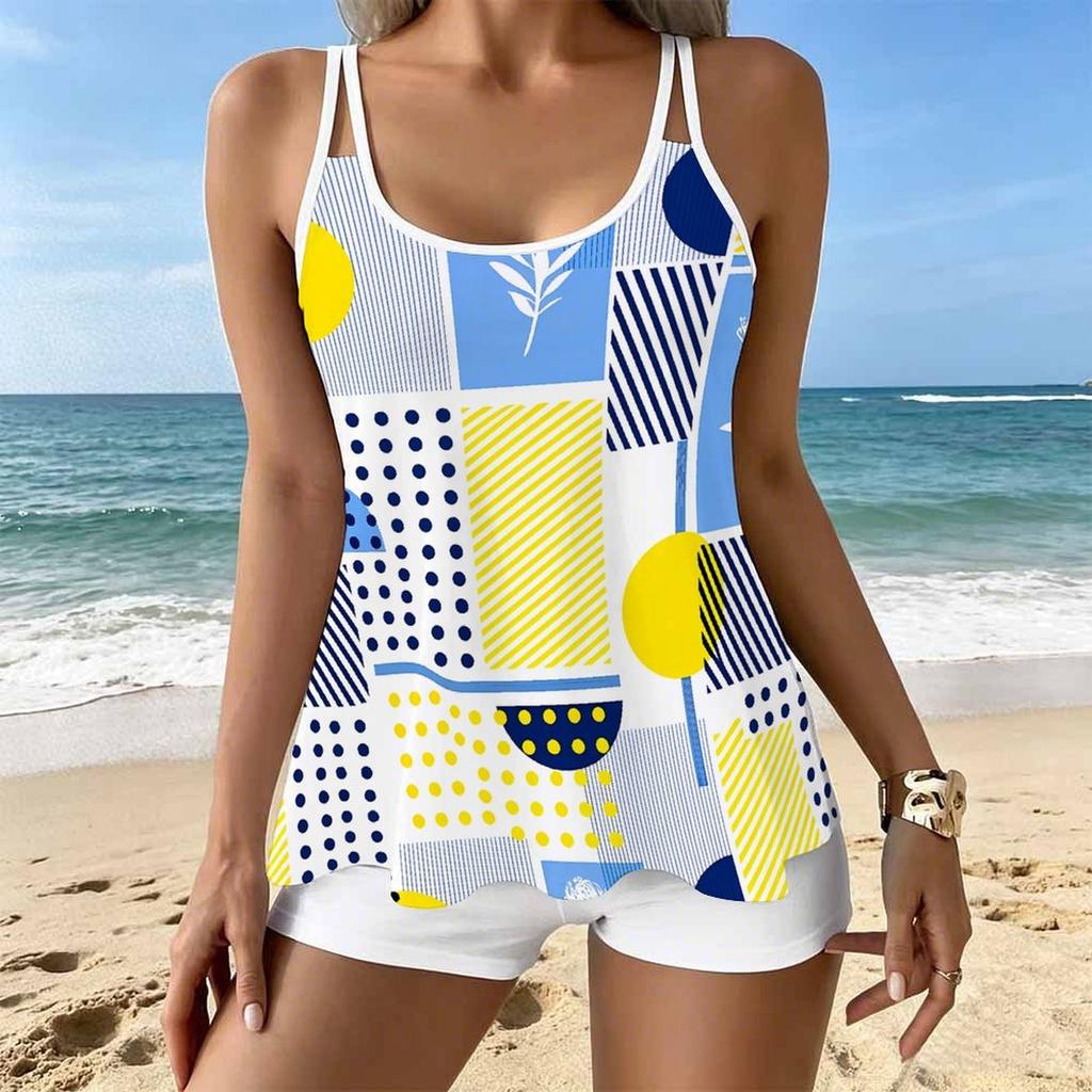 Women's Swimwear Tankini 2 Piece Swimsuit Leisure Vacation  Print Vacation Bathing Suits