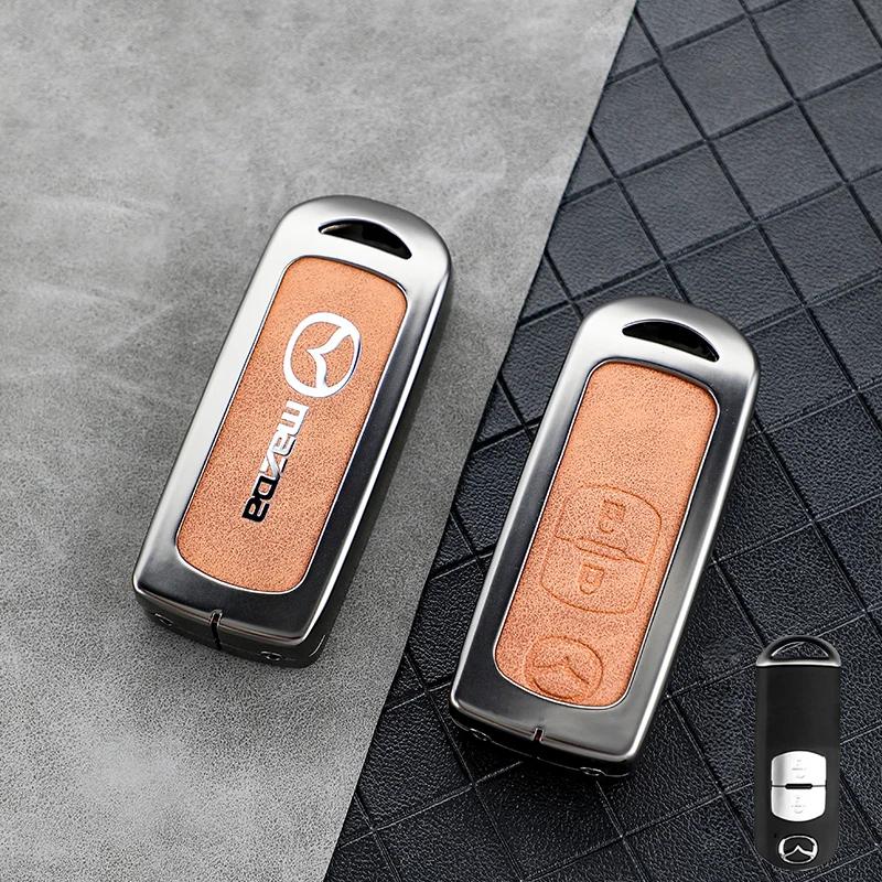 

2025 Hot Leather Car Smart Key Case Cover Protector Shell Keyless For Mazda 2 3 5 6 8 CX3 CX4 CX5 CX7 CX9 GT Remote holder acces