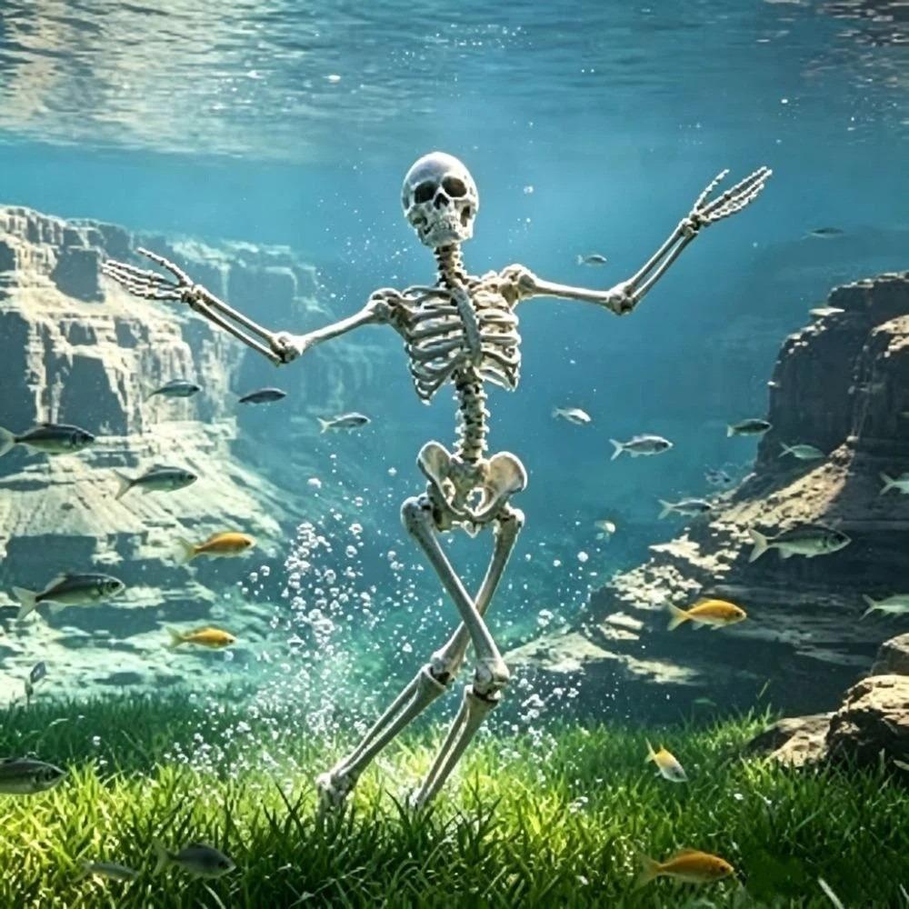 Saugfuß Aquarien Tanzschädel Sprudler Skelette Statue Bewegliches Sauerstoff Skelett Aquarium Becken