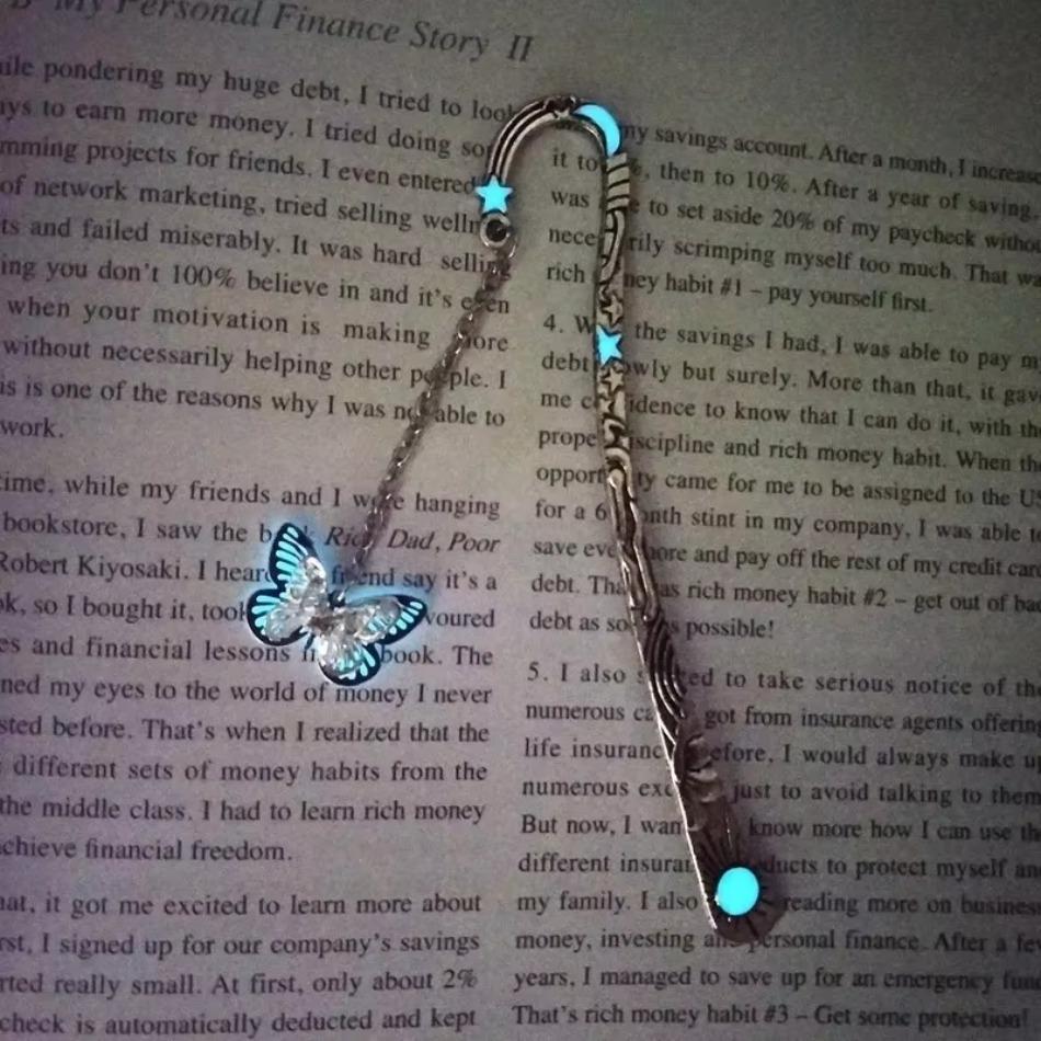 Dragonfly Bookmark Cultural and Creative Product Luminous Metal Bookmark Fluorescent Butterfly Creative Culture Student Bookmark