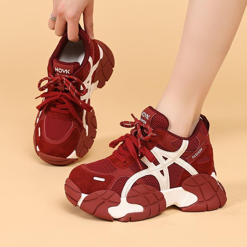 Autumn new mesh breathable casual shoes small height increase women's shoes retro platform shoes women's