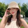 Knitted Bucket Hat Summer Hat Women Hollow Breathable Small Peach Heart Sun Hat Sunscreen Sun Hat Tide