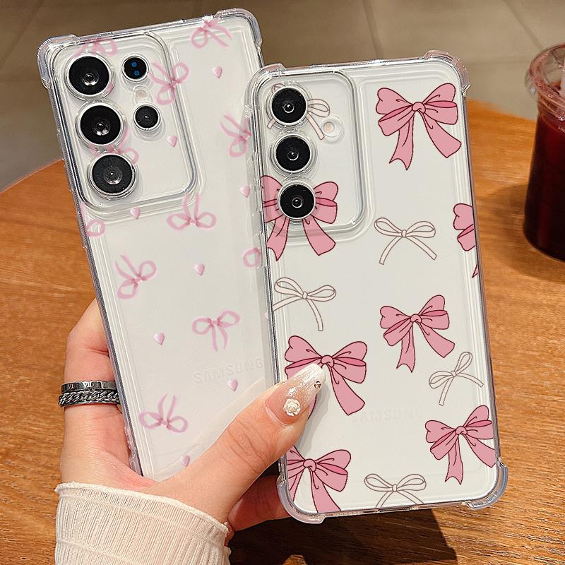 Bowknot Pattern Phone Case For Samsung Galaxy A57 A37 A17 A56 A16 A55 A36 A26 A15 A35 A54 A53 5G Clear Shockproof Soft TPU Cover