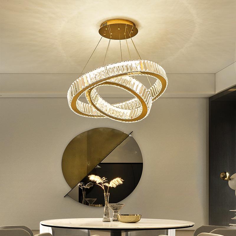 Modern Minimalist Crystal Chandelier for Double-Height Spaces