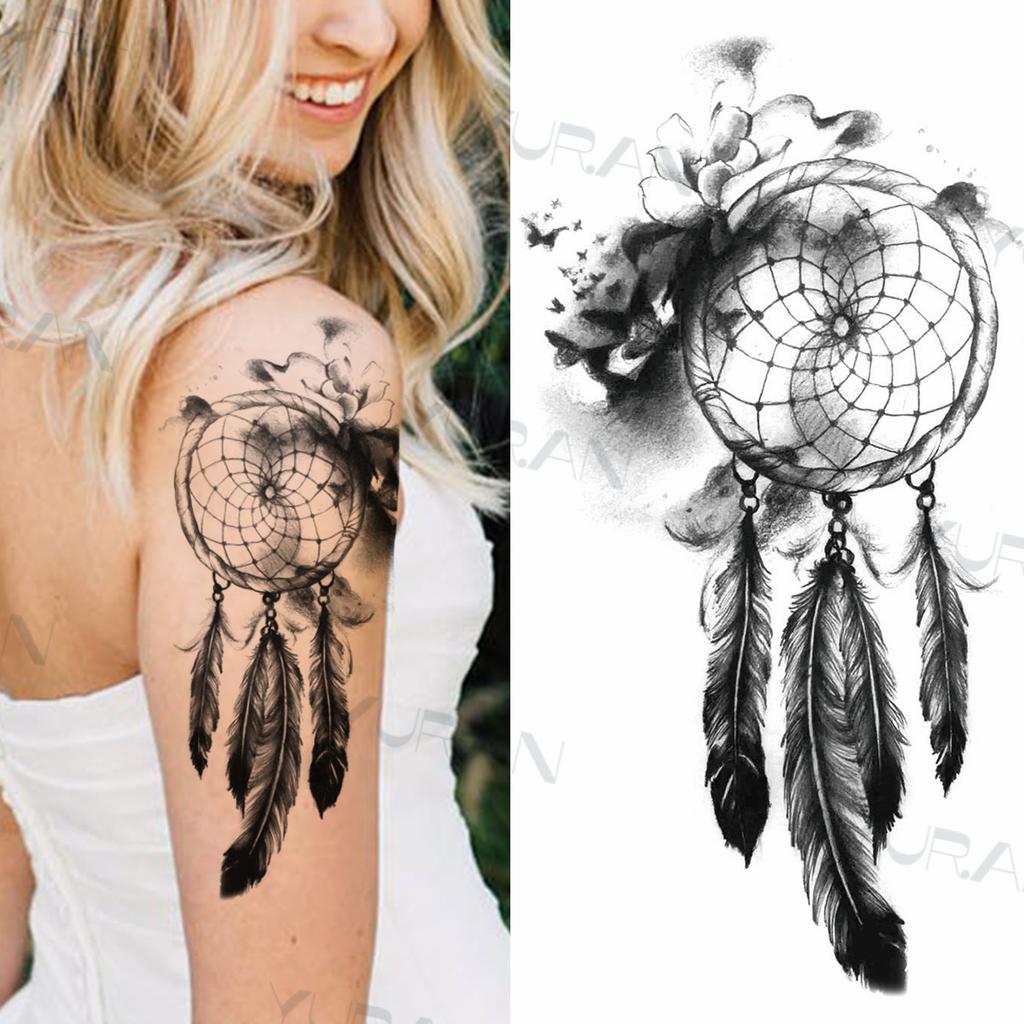Tatuaggi temporanei di girasole nero per donne uomini Realistico falso drago henné sole fiore adesivo tatuaggio tatuaggi impermeabili dell'avambraccio