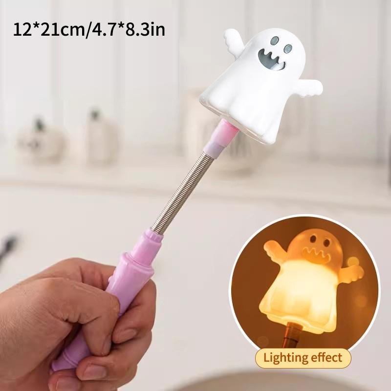 Pumpkin Glowing Shake Stick Cute Ghost Hand Crank Stick With Led Light Halloween   Party Decor Guests Gifts