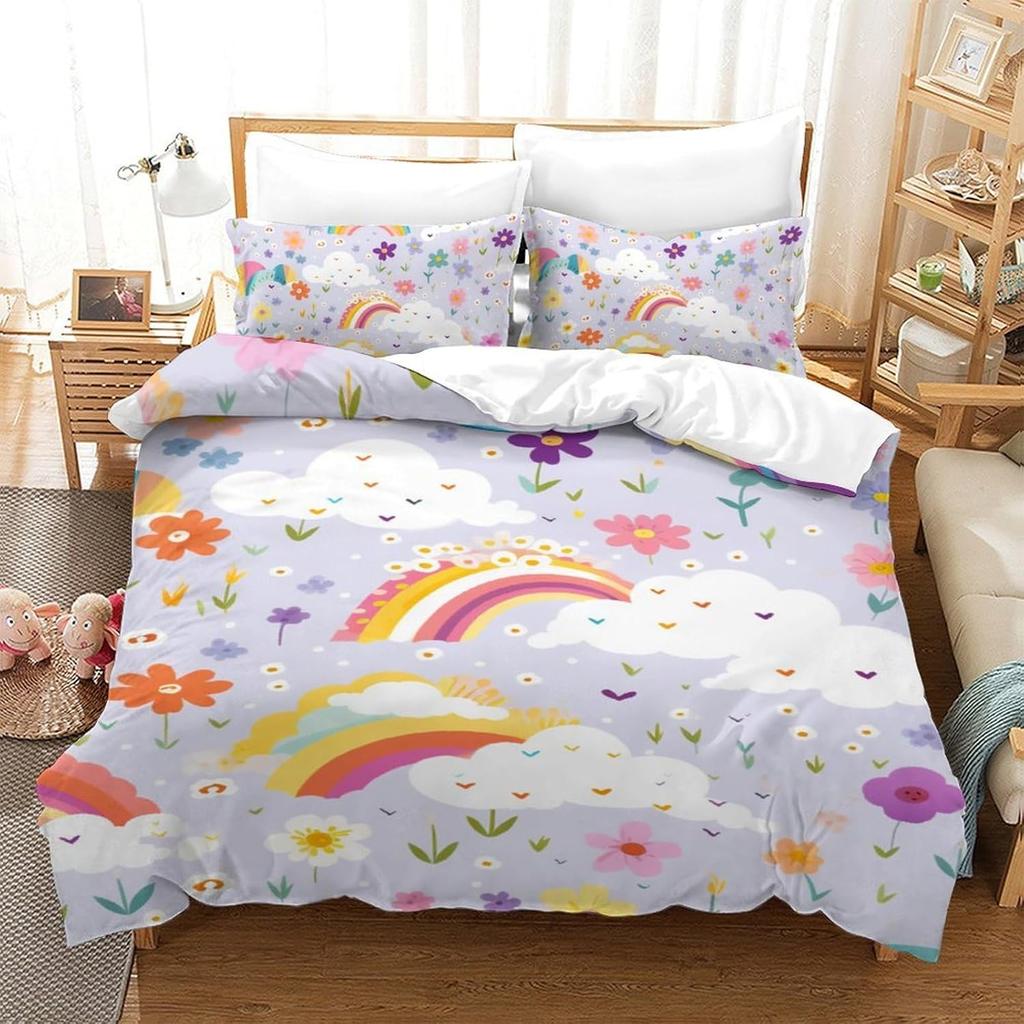 3D Printing Duvet Cover Set Rainbow Decorative Duvet Cover 2pcs With Pillow Cases75*50cm, Bedding Cover for Boys Adult Single