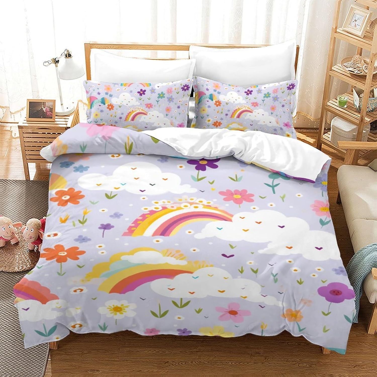 

3D Printing Duvet Cover Set Rainbow Decorative Duvet Cover 2pcs With Pillow Cases75*50cm, Bedding Cover for Boys Adult Single 90x200cm 2pcs&Duvet Cover