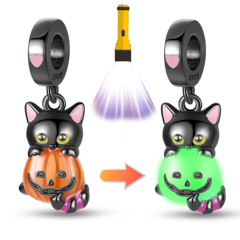 

Copper Metal Luminous Cat Pumpkin Jellyfish Charm Bead Component Bead Component Designed For Authentic Original 3mm Bracelet High Quality Fine