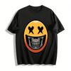 Dark Style Skull Smiley Print Trendy Cool Casual Short Sleeve T-Shirt Pure Cotton T-shirt
