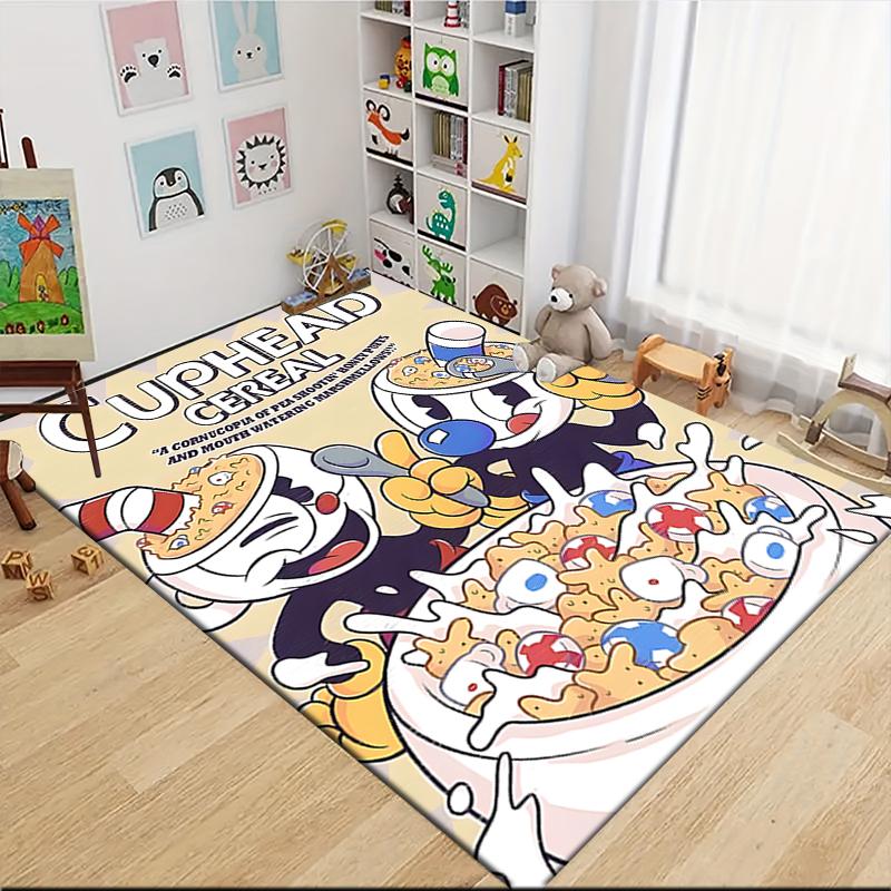 1 Stück Cuphead Mugman Abenteuer Teppich Teppich Anpassbar Weich Waschbar Rutschfest Zuhause Wohnzimmer Sofamatten Personalisierter Teppich 0917249