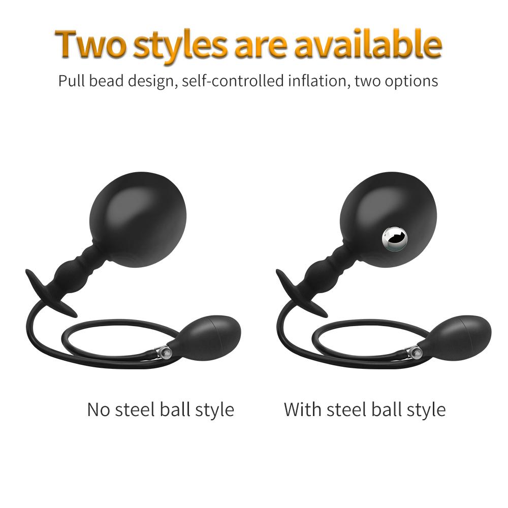 Inflatable Anal Plug with Steel Ball Anal Pull Ball Masturbator Adult Sex Toys Silicone Tail Plug Slave