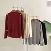 Honey J Women Cosely Shoulder Button Stretch Mock Neck Knit 5color