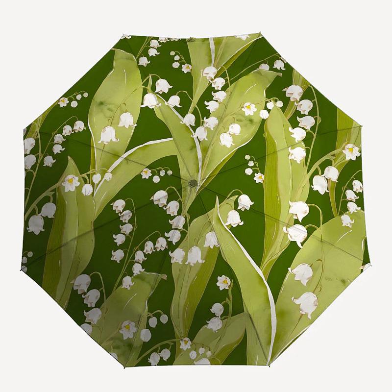 1PC Lily of the valley Umbrella-8-Rib Reinforced Portable Folding Travel Suitable for All Seasons Outdoor Daily -Z0479