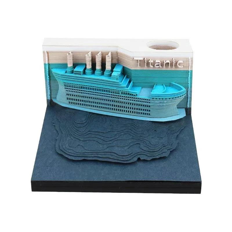 3D Memo Pad Art Fantasy Castle Shaped Desk Calendar Sticky Notes Card Craft Character Silhouette DIY Gift with Light Calendar