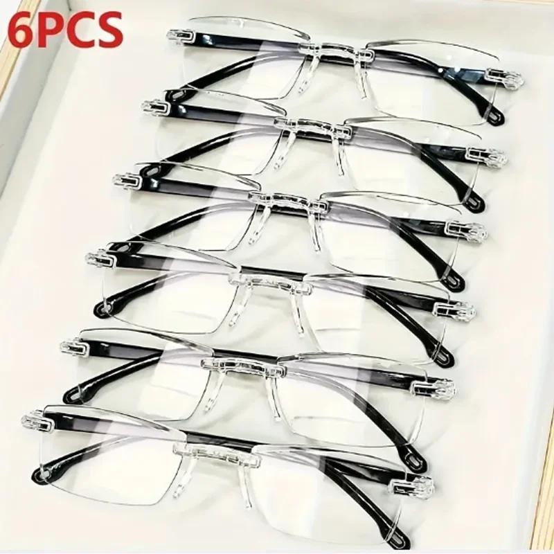 

6PCS Fashion Ultra-Light Rimless Reading Glasses for Men & Women - HD Presbyopic Readers Perfect Christmas Gift +150