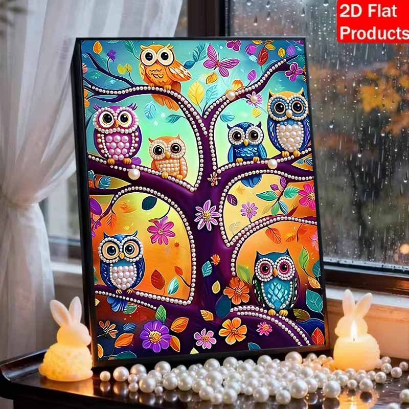 DIY The Owl on Guard Duty Pearl Diamond Art Kits Without Frame 30x40cm Gem Art Diamond Painting Kits for Adults/Beginners Gift Idea Home Wall Decor