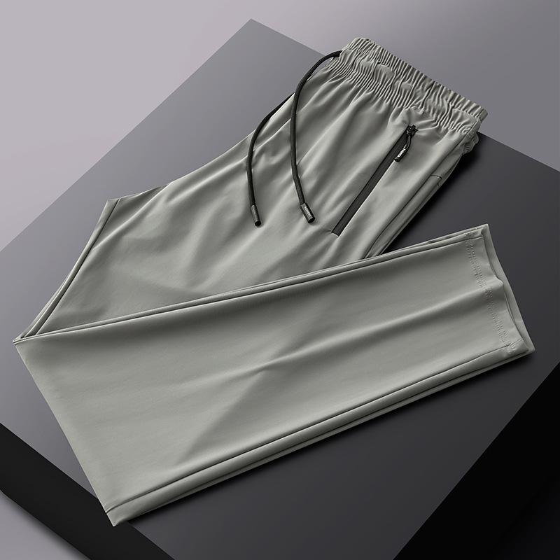 Men's Summer Elastic Ice Silk Quick-Dry Straight-Leg Pants