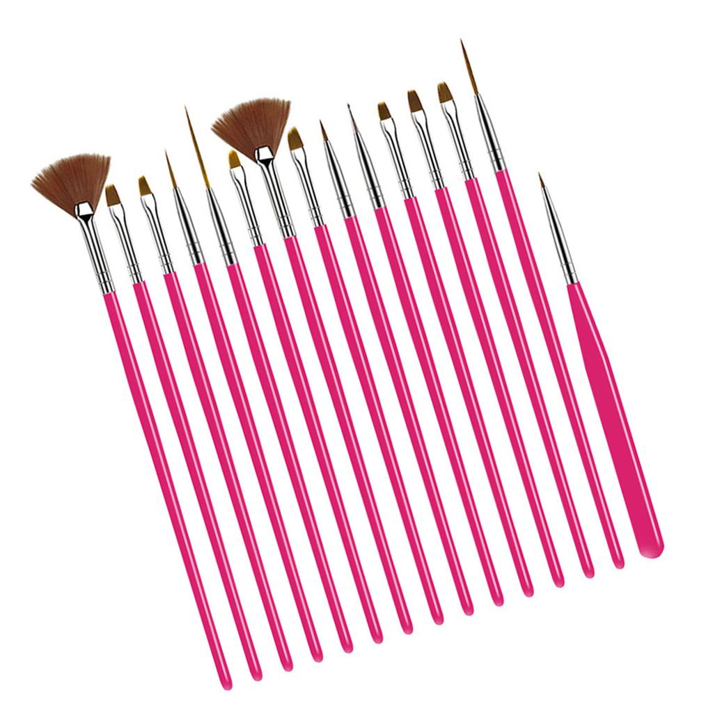 Professional Nail Art Brushes And Dotting Tools Set 15Pcs For Gel Nails UV Gel Designs Comfortable and Practical Handle