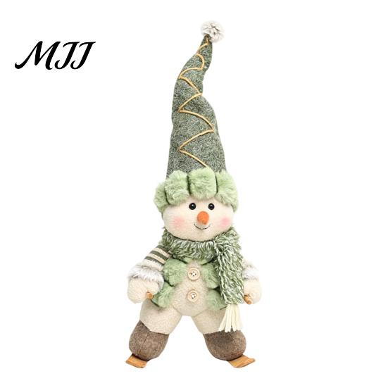 Festive Fabric Figurines for Shopping Malls Green Christmas Plush Figurines, Skiing Snowman Reindeer Stuffed Doll, Seasonal Gift Items Friends