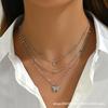 Stilvolle und schlichte mehrlagige Schmetterlingsanhänger Halskette Schlüsselbeinkette, Naher Osten, Damenschmuck-Accessoires