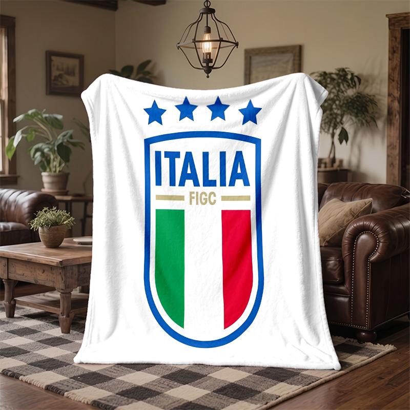 Italy National Football Team Print Flannel Blanket Soft Warm Sofa Bed Throw Blanket For Home Office Bedroom