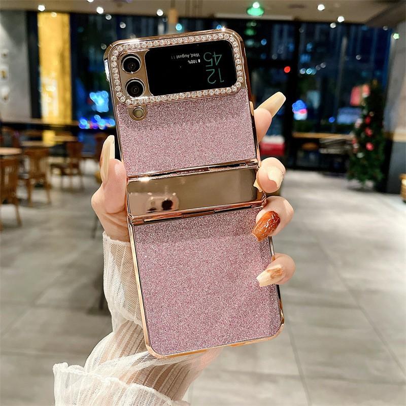 Foldable Phone Case Galaxy Z Flip 4 3 Full Cover Protective With Vegan Leather Hinge Design