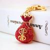 Elegante Portachiavi Pendente Sacchetto Portafortuna in Cristallo con Diamanti Incastonati - Accessorio e Regalo da Donna