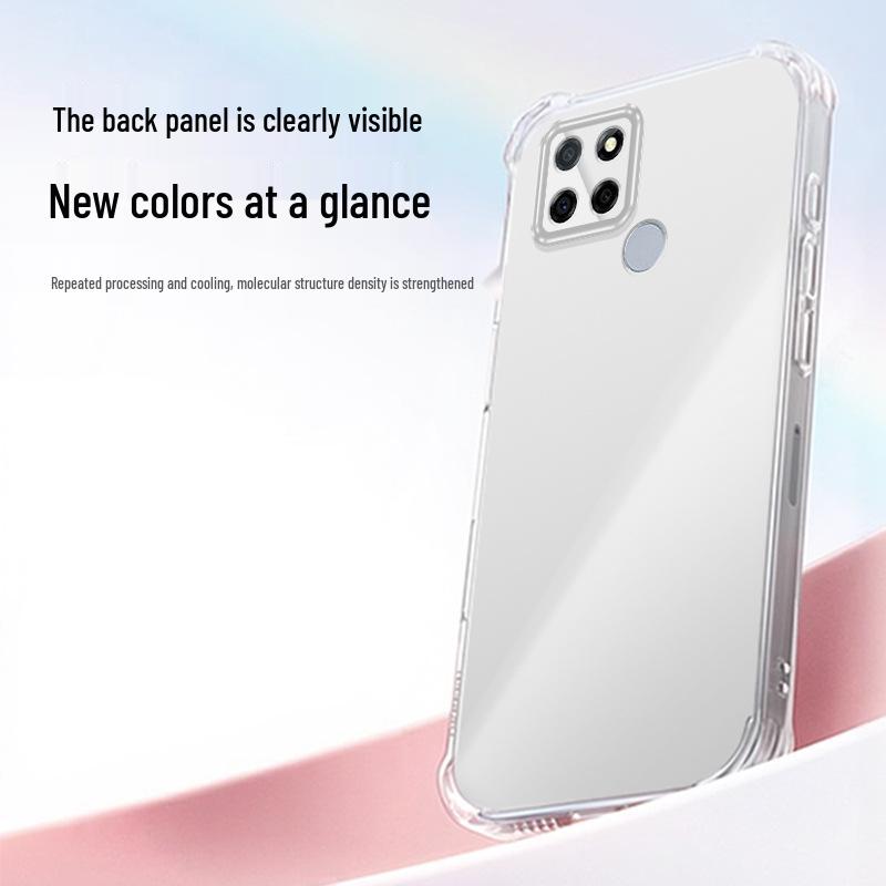 Realme V3 Anti-Drop Transparent Phone Case with Airbag Corners - Full Coverage TPU Protective Cover