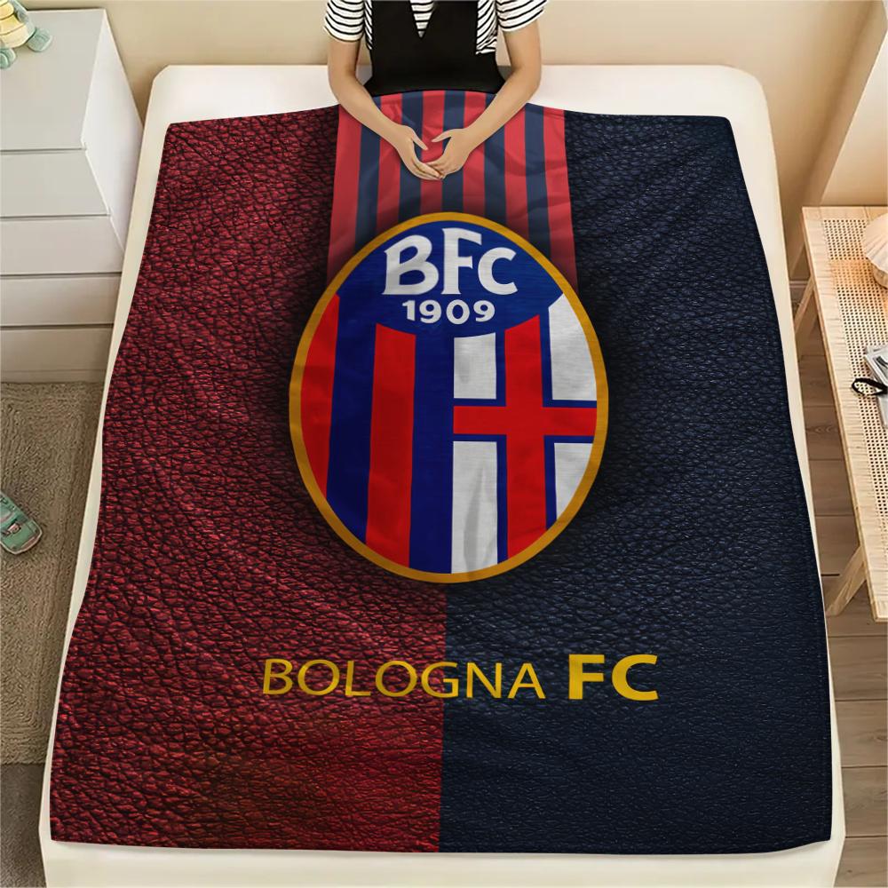 Coperta in Flanella con Motivo Bologna FC 1909, Alta Qualità, Confortevole per Tutte le Stagioni, Decorazione per la Casa, Calore e Comfort, Perfetta per Regali.